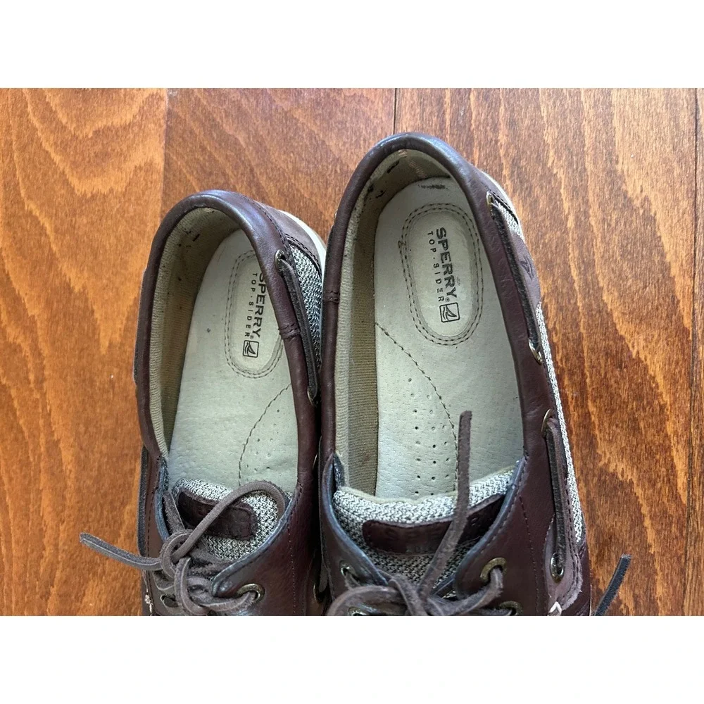 Sperry Top-Sider Billfish Boat Shoes Dark Brown Leather Mesh Mens 9.5 M 0739077